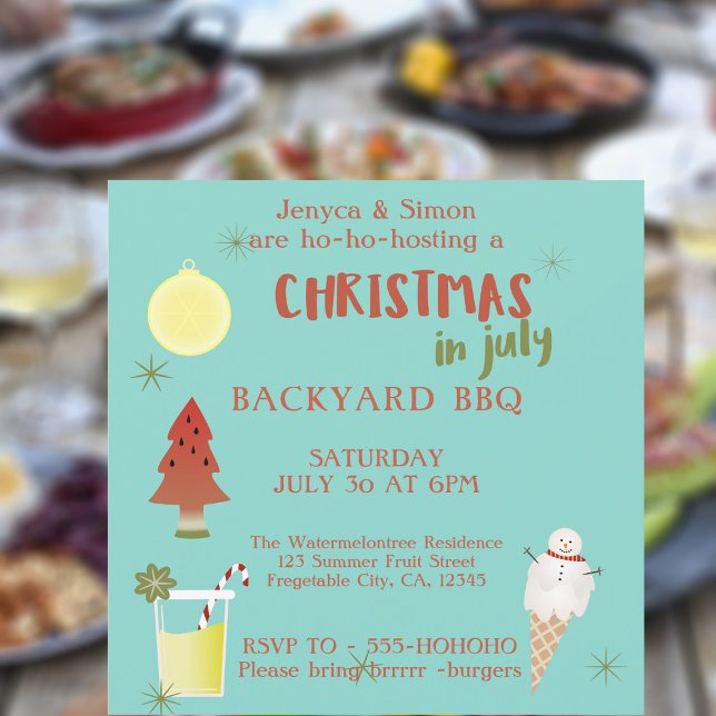 Weihnachten im Juli GRILLEN Party Einladung (🍉🎄 Christmas in July Backyard BBQ? Just add the details of yours 🎄 🍉)