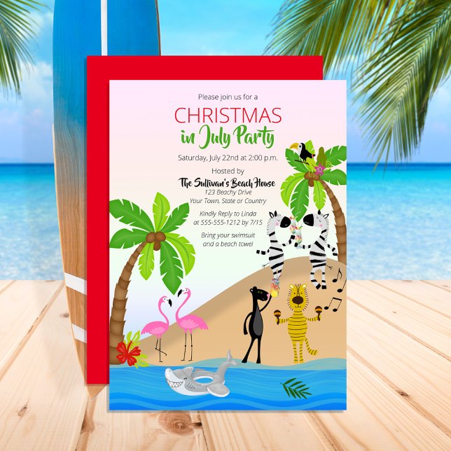 Weihnachten im Juli im Tropical Beach Party Einladung (Von Creator hochgeladen)
