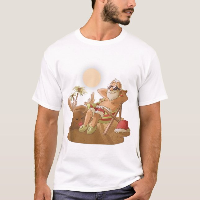 Weihnachten im Juli in einem hawaiianischen Weihna T-Shirt (Vorderseite)