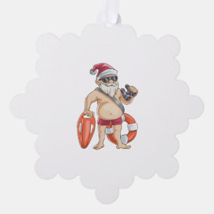 Weihnachten im Juli in Santa Lifeguard Ornament Karte