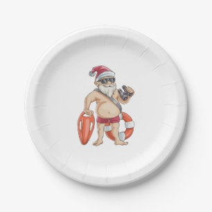 Weihnachten im Juli in Santa Lifeguard Pappteller