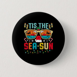 Weihnachten im Juli ist die Meersonne Santa Beach  Button