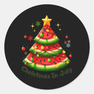 Weihnachten im Juli Lustige Wassermelone Weihnacht Runder Aufkleber