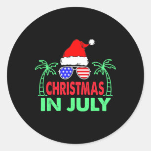 Weihnachten im Juli Lustiger 4. Juli Strand Sommer Runder Aufkleber