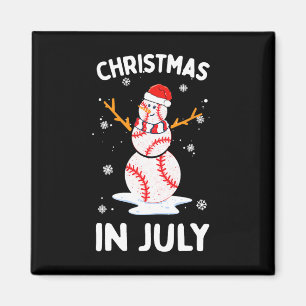 Weihnachten im Juli Lustiger Baseball-Schneemann M Magnet