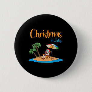 Weihnachten im Juli Lustiger Santa isst Wassermelo Button