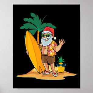 Weihnachten im Juli Lustiger Santa Sommer Surf Haw Poster