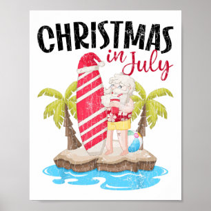 Weihnachten im Juli Lustiger Santa Sommerferien Gr Poster