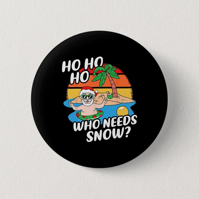 Weihnachten im Juli Lustiger Santa Surft Sommerstr Button (Vorderseite)