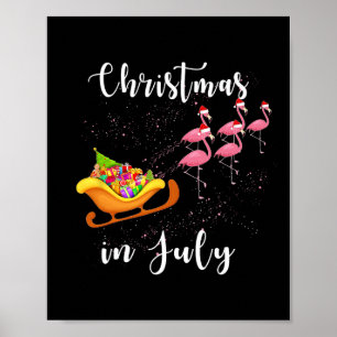 Weihnachten im Juli Lustiger Schlitten Flamingos F Poster
