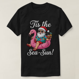 Weihnachten im Juli Lustiger Strand-Santa-Flamin T-Shirt