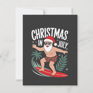 Weihnachten im Juli Lustiger Surfing Santa Urlaub  Mitteilungskarte