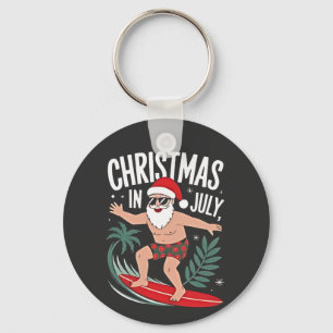 Weihnachten im Juli Lustiger Surfing Santa Urlaub Schlüsselanhänger