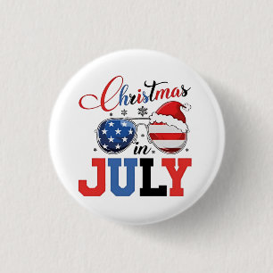 Weihnachten im Juli Lustiger Weihnachtsmann Xmas 4 Button