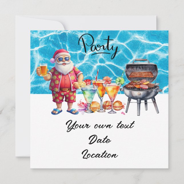 Weihnachten im Juli mit dem Weihnachtsmann am Stra Einladung (Vorderseite)