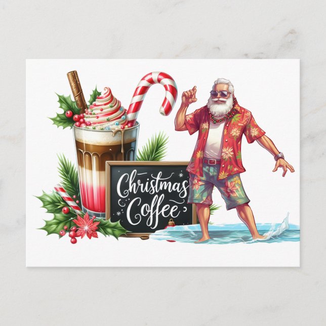 Weihnachten im Juli mit dem WEIHNACHTSMANN am Stra Postkarte (Vorderseite)