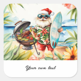 Weihnachten im Juli mit dem Weihnachtsmann am Stra Quadratischer Aufkleber