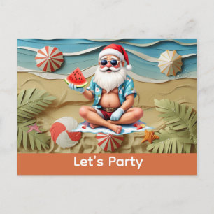 Weihnachten im Juli mit dem WEIHNACHTSMANN   Gesch Einladungspostkarte