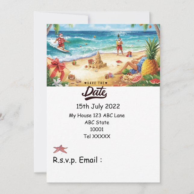 Weihnachten im Juli mit dem Weihnachtsmann Termin  Einladung (Vorderseite)