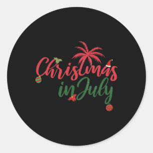Weihnachten im Juli mit Palmen und Ornamenten Runder Aufkleber