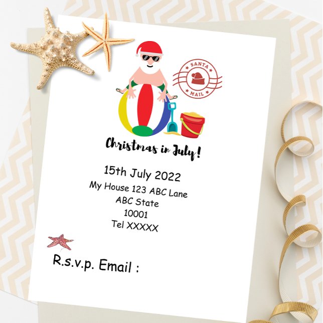 Weihnachten im Juli mit SANTA CLAUS am Strand Postkarte (Von Creator hochgeladen)