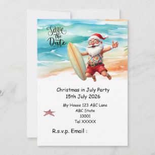 Weihnachten im Juli mit SANTA CLAUS Datum speicher Einladung
