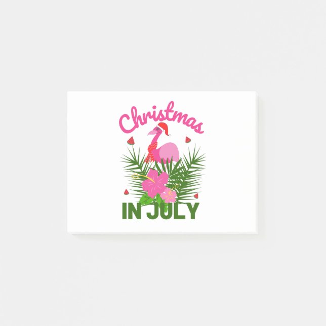 Weihnachten im Juli niedlich im Sommer flamingo Post-it Klebezettel (Vorderseite)