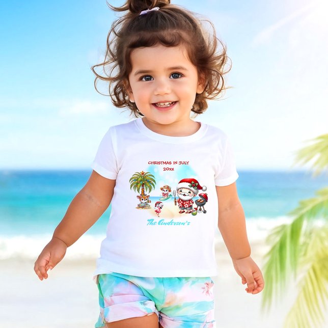 Weihnachten im Juli Niedlich Santa Tropical Summer Kleinkind T-shirt (Christmas In July Cute Santa Tropical Summer Name Toddler T-shirt)