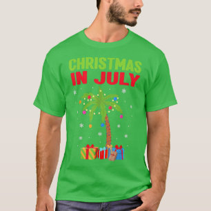 Weihnachten im Juli Palm Tree Xmas Light Beach Som T-Shirt