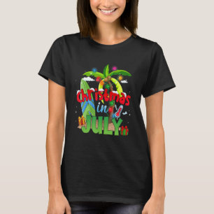 Weihnachten im Juli Palm Tree Xmas Tree Beach Somm T-Shirt
