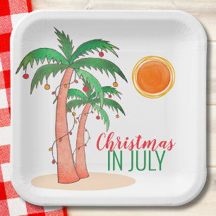 Weihnachten im Juli Palm Trees Party Paper Teller