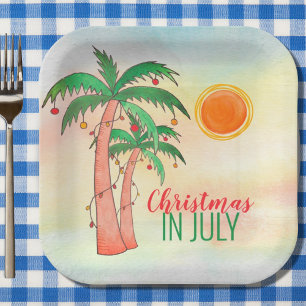 Weihnachten im Juli Palm Trees Party Pappteller