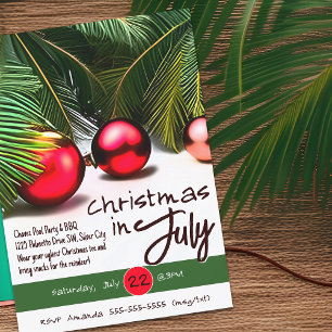 Weihnachten im Juli Palme Roter Schmuck Tropisch Einladung