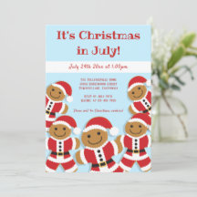 Weihnachten im Juli Party Gingerbret Santa Einladu