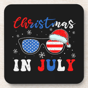 "Weihnachten im Juli" - Patriotische Sonnenbrille Getränkeuntersetzer