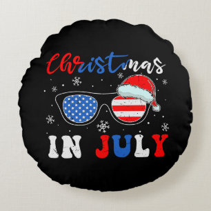 "Weihnachten im Juli" - Patriotische Sonnenbrille Rundes Kissen