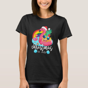 Weihnachten im Juli Pink Flamingo Hawaiian Summer  T-Shirt