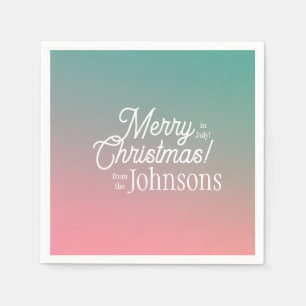 Weihnachten im Juli Pink Grün Ombre Party Serviette
