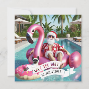 Weihnachten im Juli Pool Party mit dem Weihnachtsm Save The Date
