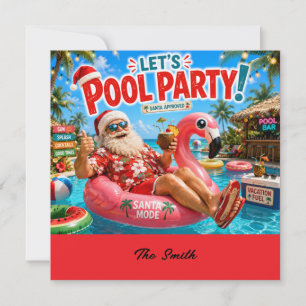Weihnachten im Juli Poolparty mit dem Weihnachtsma Einladung
