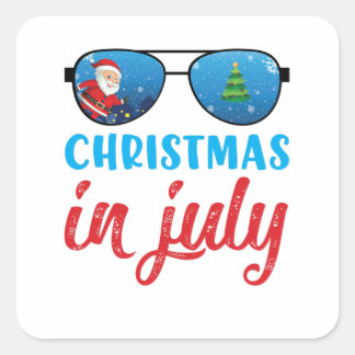 Weihnachten im Juli Quadratischer Aufkleber