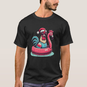 Weihnachten im Juli Rooster Santa Flamingo Flo T-Shirt