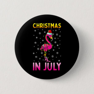 Weihnachten im Juli Rosa Flamingo Lustiges Xmas Mä Button