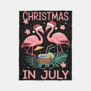 Weihnachten im Juli Rosa Flamingo mit Santa Hut Fleecedecke