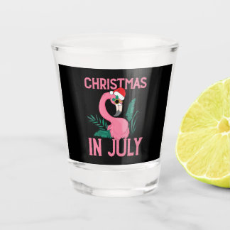 Weihnachten im Juli rosa Flamingo mit Weihnachtsma Schnapsglas