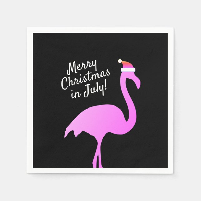 Weihnachten im Juli rosa Flamingo Santa Claus Part Serviette (Vorderseite)