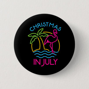 Weihnachten im Juli Rosa Flamingo Santa Hut Sommer Button