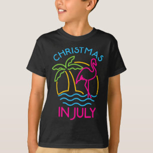 Weihnachten im Juli Rosa Flamingo Santa Hut Sommer T-Shirt