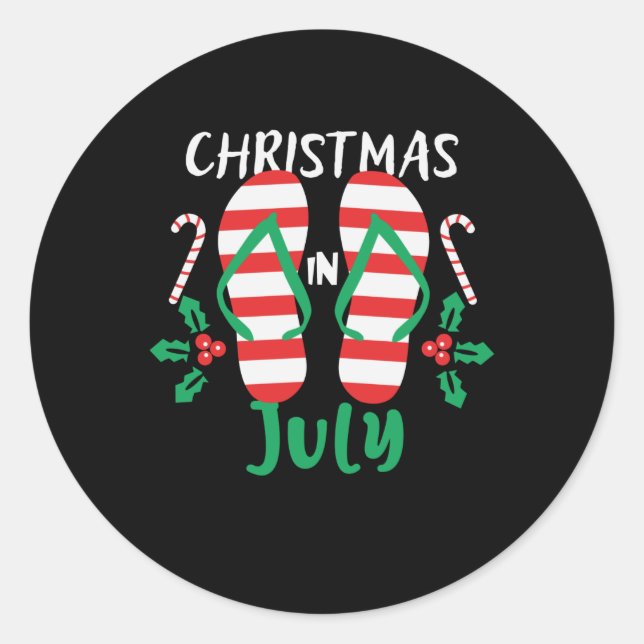 Weihnachten im Juli Runder Aufkleber (Vorderseite)