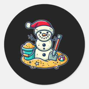 Weihnachten im Juli Sand Snowman Weihnachtsmannmüt Runder Aufkleber